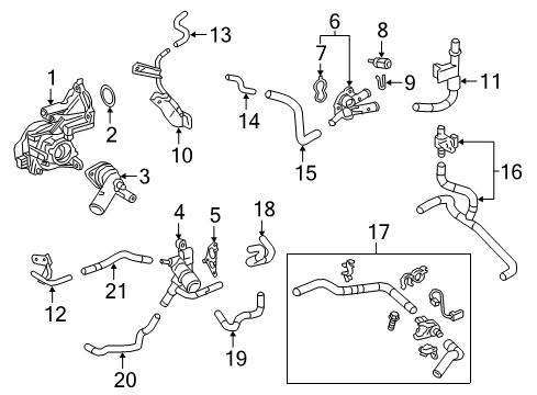 2020 Toyota Camry Powertrain Control Water Outlet Diagram for 16331-F0010