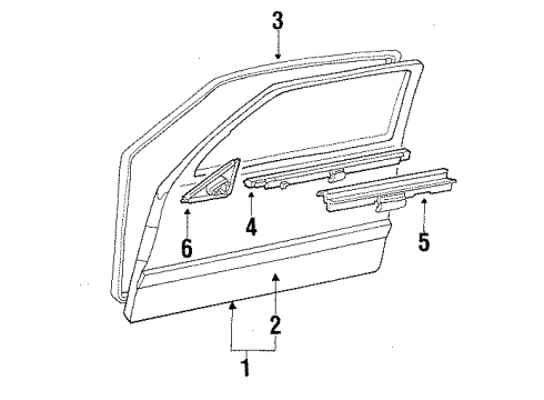 1986 Oldsmobile Calais Front Door & Components, Glass & Hardware S/Strip Asm-Front Door Window Outer At Belt *Black Diagram for 20633523