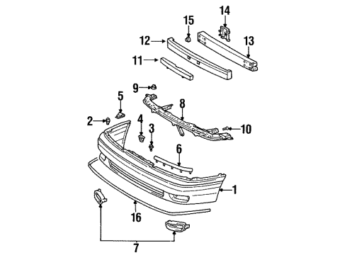 1998 Toyota Avalon Front Bumper Bumper Cover Bolt Diagram for 90080-11173