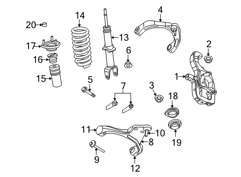 2010 Dodge Dakota Front Suspension Components, Lower Control Arm, Upper Control Arm, Stabilizer Bar ABSORBER-Suspension Diagram for 68064968AA