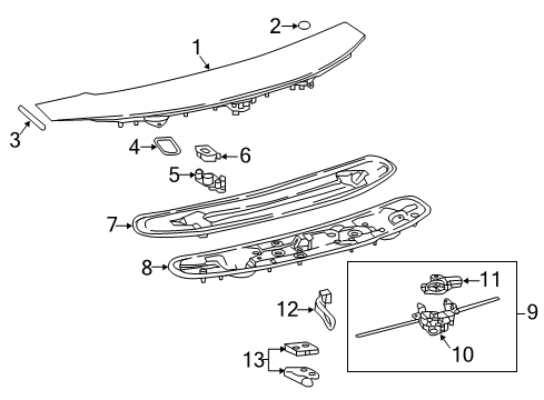 2021 Lexus LC500h Rear Spoiler Clip Diagram for 90467-19003