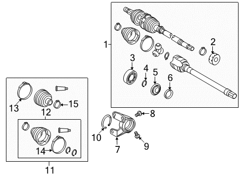 2010 Pontiac Vibe Drive Axles - Front Boot Kit, Front Wheel Drive Shaft Tri-Pot & Cv Joint Diagram for 19204681