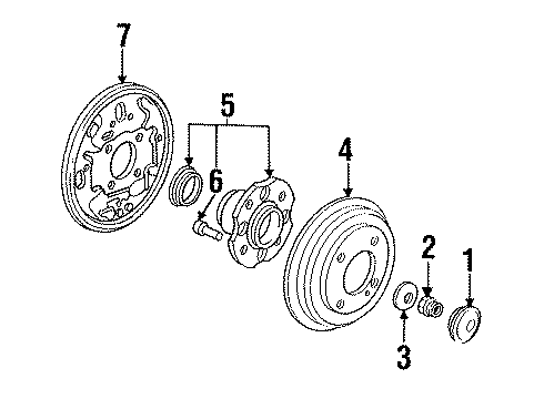 1994 Honda Accord Drum Brake Components - Rear Plate, Right Rear Brake Back Diagram for 43110-SM5-A02