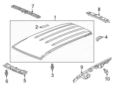 2019 Honda Pilot Roof & Components Bolt-Washer (10X20) Diagram for 93404-10020-08