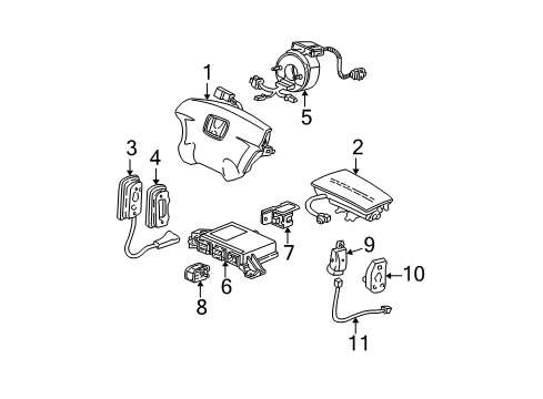 2004 Honda Civic Air Bag Components Sensor Assy., L. FR. Side Diagram for 77940-S5A-A81