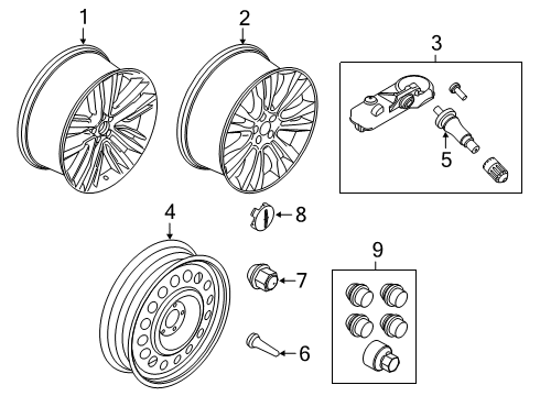 2015 Lincoln MKC Wheels Wheel, Alloy Diagram for EJ7Z-1007-J