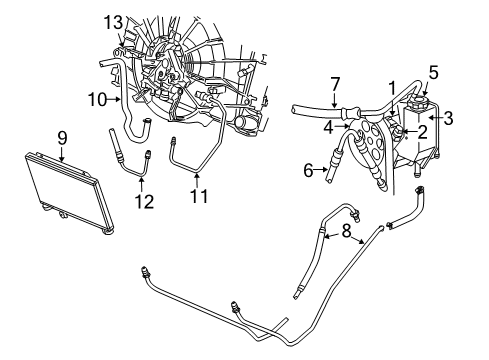 2005 Dodge Ram 1500 P/S Pump & Hoses, Steering Gear & Linkage Cooler-Power Steering Diagram for 68069566AA