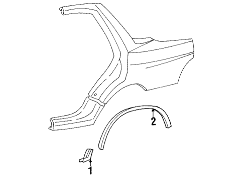 1986 Acura Legend Exterior Trim - Quarter Panel Molding, Left Rear Fender Shoulder (Front ) Diagram for 75372-SD4-922