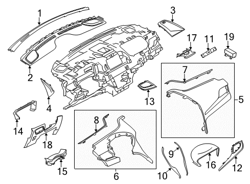 2017 Lincoln MKC Cluster & Switches, Instrument Panel Upper Molding Diagram for EJ7Z-7804494-BA