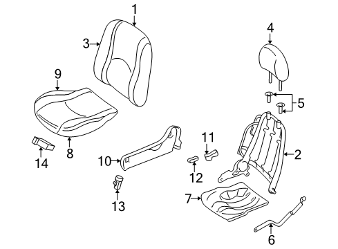 2007 Mercury Mariner Heated Seats Seat Cushion Pad Diagram for 5E6Z-78632A22-AC