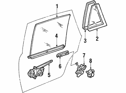 1987 Chevrolet Sprint Rear Door Molding Asm, Rear Door Diagram for 96056222