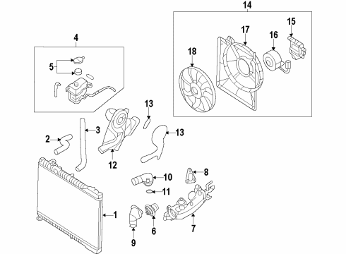 2008 Hyundai Entourage Cooling System, Radiator, Water Pump, Cooling Fan Motor Assembly Diagram for 25386-4D910