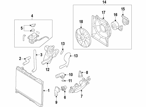 2008 Hyundai Entourage Cooling System, Radiator, Water Pump, Cooling Fan Controller Diagram for 25385-4D900