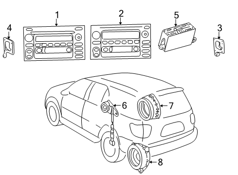 2003 Toyota Sequoia Sound System Rear Door Speaker Diagram for 86160-AF010
