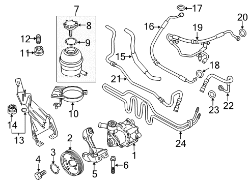 2015 BMW X1 P/S Pump & Hoses, Steering Gear & Linkage Lock Ring Diagram for 07119907340
