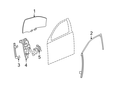 2006 Buick Lucerne Front Door Regulator Asm-Front Side Door Window Diagram for 15929732