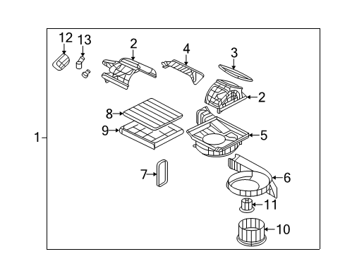 2010 Kia Optima Blower Motor & Fan Cover Assembly-Air Filter Diagram for 97129-2G000
