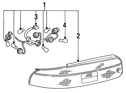 1994 Lexus SC400 Bulbs Lens, Rear Combination Lamp, RH Diagram for 81551-24110