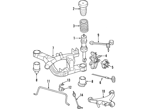 2002 Lincoln LS Rear Suspension Components, Lower Control Arm, Upper Control Arm, Stabilizer Bar Bushings Diagram for XW4Z-5493-AA