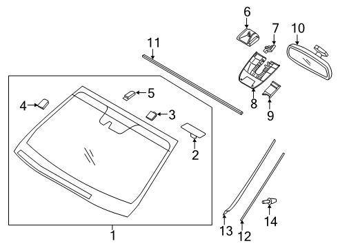 2020 Hyundai Santa Fe Windshield Glass Cover-Multi Sensor BLANKING Diagram for 96032-S2000