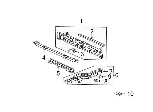 2006 Honda Pilot Rear Body Panel, Floor & Rails Support, RR. Cargo Lid Diagram for 65139-S9V-A04ZZ