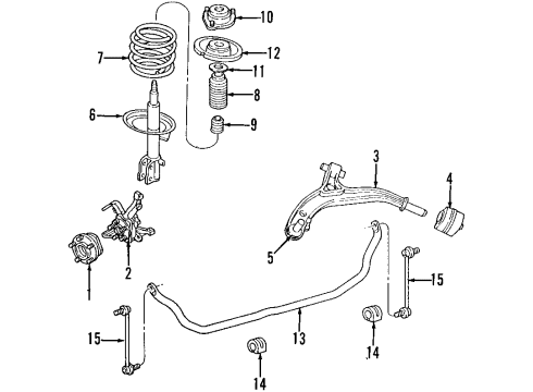 1997 Dodge Grand Caravan Front Suspension Components, Lower Control Arm, Stabilizer Bar Brake Hub And Bearing Diagram for 4641517AD
