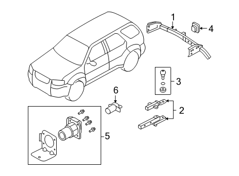 2003 Lincoln Aviator Tow Hook & Hitch Connector Wire Diagram for 1L2Z-14A206-AB