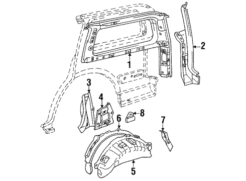 1995 Toyota Land Cruiser Inner Structure - Quarter Panel Rear Extension Diagram for 61032-60011
