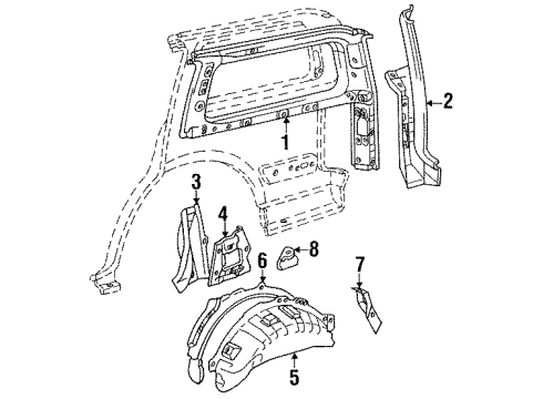 1995 Toyota Land Cruiser Inner Structure - Quarter Panel Panel, Quarter Wheel House, Inner LH Diagram for 61608-60080