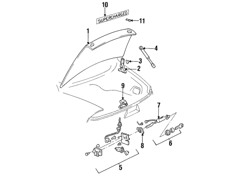1995 Buick Riviera Trunk Strut Asm-Rear Compartment Lid Diagram for 25688530
