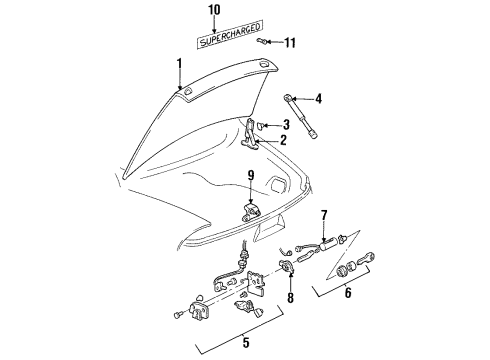 1997 Buick Riviera Trunk Lid & Components, Exterior Trim Hinge Asm-Rear Compartment Lid Diagram for 25649631