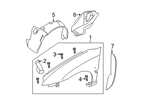 2001 Dodge Neon Fender & Components Shield-Splash Diagram for 5008677AB