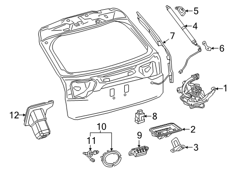 2020 Lexus RX350L Lift Gate Cover, Back Door Lock Diagram for 69321-48080