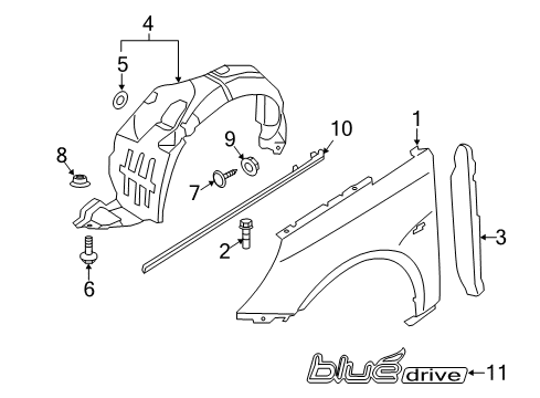 2015 Hyundai Sonata Fender & Components, Exterior Trim Front Wheel Guard Assembly, Left Diagram for 86811-4R000