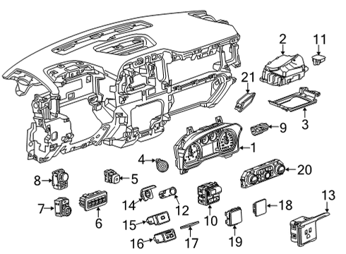 2022 GMC Sierra 2500 HD Cluster & Switches, Instrument Panel Instrument Cluster Diagram for 84935282