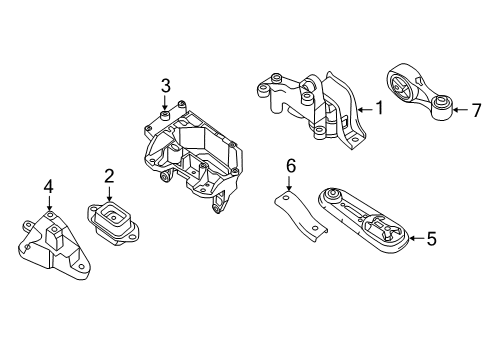 2017 Nissan Sentra Engine & Trans Mounting Front Engine Mounting Bracket, Driver Side Diagram for 11253-3RU1A