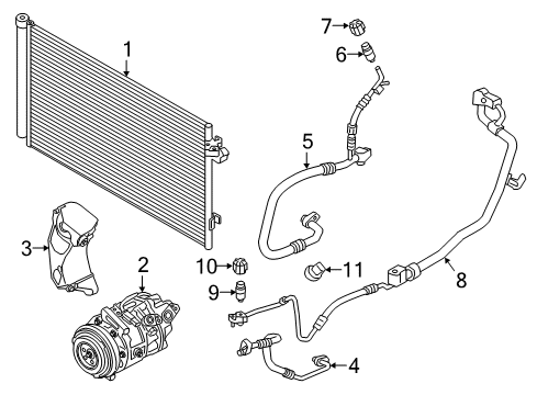 2016 BMW 750i xDrive A/C Condenser, Compressor & Lines Suction Pipe Evaporator-Compressor Diagram for 64539303468