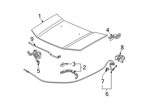 2010 Honda Pilot Hood & Components Hinge, Driver Side Hood Diagram for 60170-SZA-A00ZZ