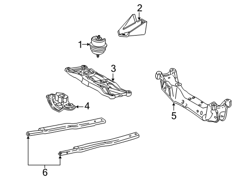 2005 Lincoln LS Engine & Trans Mounting Crossmember Diagram for XW4Z-5025-AA