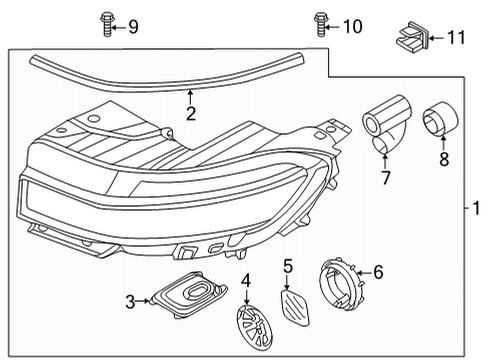 2022 Hyundai Ioniq 5 Headlamp Components LAMP ASSY-HEAD, RH Diagram for 92102-GI150