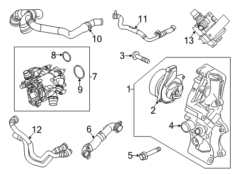 2021 Mini Cooper Countryman Water Pump GASKET Diagram for 11539470624