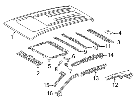 2021 Toyota RAV4 Roof & Components Sunroof Reinforcement Support Diagram for 63118-0R050