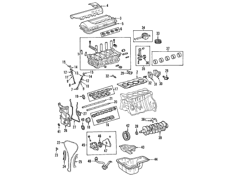 2000 Toyota Celica Engine Parts, Mounts, Cylinder Head & Valves, Camshaft & Timing, Oil Pan, Oil Pump, Crankshaft & Bearings, Pistons, Rings & Bearings, Variable Valve Timing Outer Cover Diagram for 11212-22904