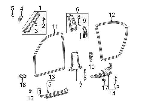 2003 Lexus ES300 Interior Trim - Pillars, Rocker & Floor Clip Diagram for 90950-08001