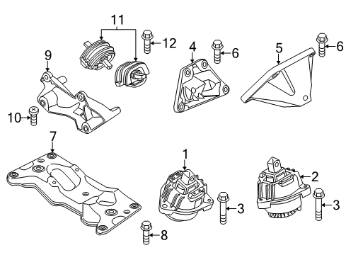 2016 BMW 528i Engine & Trans Mounting Engine Mount Bracket Right Diagram for 22116781236