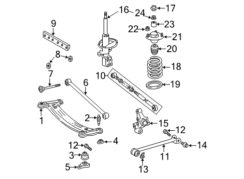 2003 Toyota Avalon Rear Suspension Components, Stabilizer Bar Strut Diagram for 48540-A9070