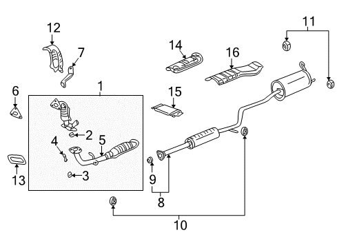 2005 Honda Insight Exhaust Manifold Muffler Set, Exhuast Diagram for 18030-S3Y-J00