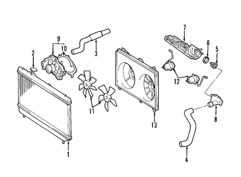 2004 Lexus RX330 Radiator & Components, Water Pump, Cooling Fan Fan Blade Diagram for 16361-0A150