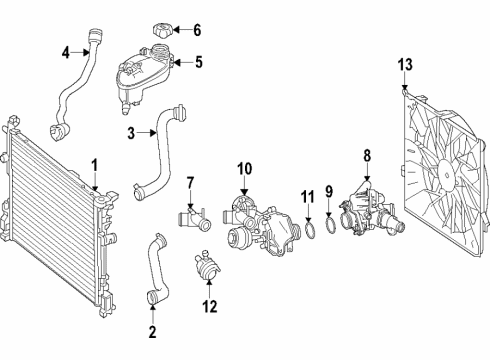 2017 Infiniti QX30 Cooling System, Radiator, Water Pump, Cooling Fan Thermostat Diagram for 21200-HG00H