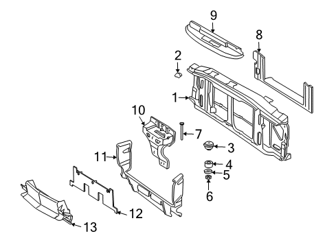 1996 Oldsmobile Bravada Radiator Support Radiator Support Bolt Diagram for 15597089